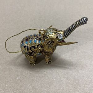 Cloisonné Elephant Christmas  Ornament 2.25 inches high Hanging Missing 1 Tusk